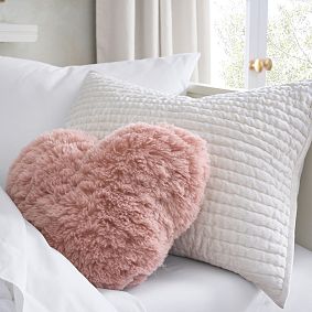 Cloud Faux-Fur Heart Pillow