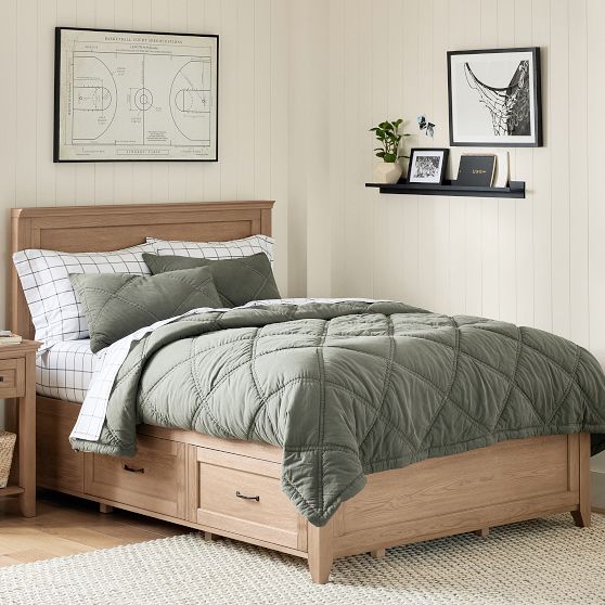 Dark wood bed frame with storage sales