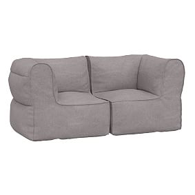 Prescott Loveseat Set (2 Corners), Enzyme-Washed Canvas Grey