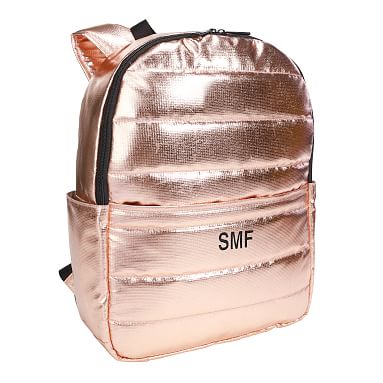 Metallic Puffer Rose Gold Backpack Pottery Barn Teen