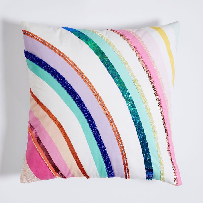 Sequin Rainbow Pillow Cover