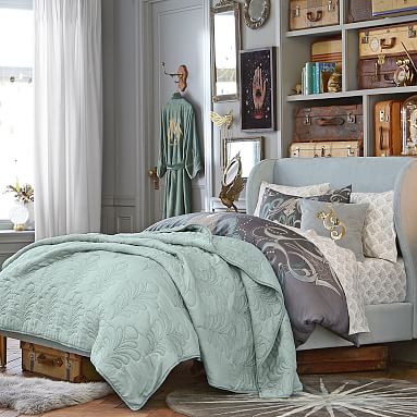 Pottery Barn tencel deals quilted Euro shams