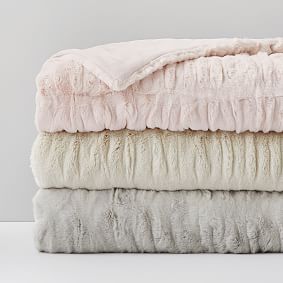 Ruched Faux Fur Throw