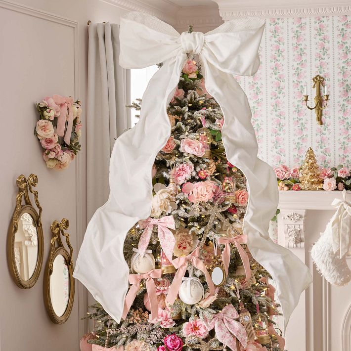 Loveshackfancy Bow Tree Topper - Ivory Holiday Decor | Pottery 