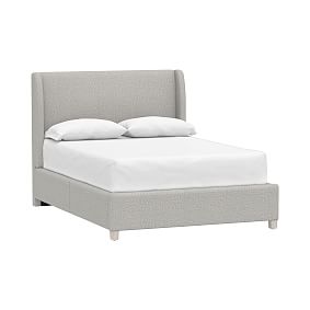 Carter Wingback Upholstered Storage Bed, Double, Boucle Twill Gravel