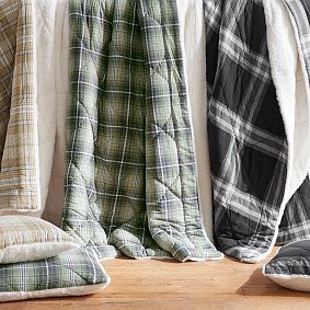 Wren Plaid Flannel Sherpa Back Comforter