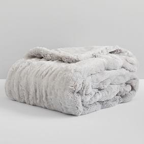 Ruched Faux Fur Throw