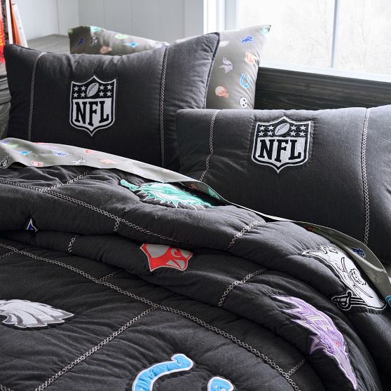 Pottery Barn PB store Teen NFL Brights Logo Queen Sheet Set Football