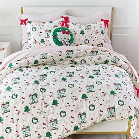 Hello Kitty&#174; Organic Flannel Holiday Duvet Cover