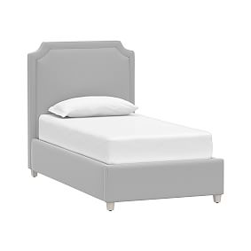 Ava Upholstered Storage Bed, Single, Everyday Velvet Light Grey