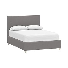 Carter Square Upholstered Bed, Double, Brushed Crossweave Charcoal