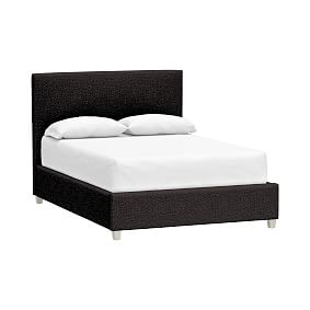 Carter Square Upholstered Storage Bed, Double, Brushed Crossweave Charcoal