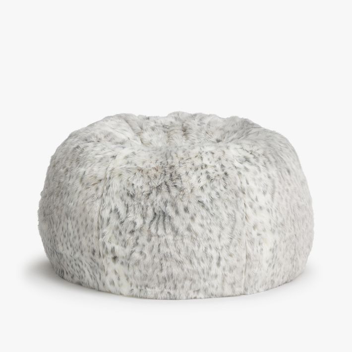 Gray Leopard Faux Fur Bean Bag Chair