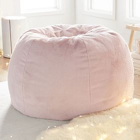 Faux Fur Blush Bean Bag Chair