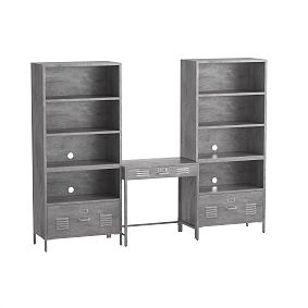 Locker Writing Desk Set (Desk, 2 1-Drawer, 2 3-Cubby and 2 Bases)