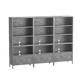 Locker Wall System, Bookcase Set (3 1-Drawer, 3 3-Cubby and 3 Bases)