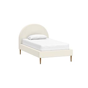 Luna Upholstered Bed, Single, Chenille Plain Weave Washed Ivory