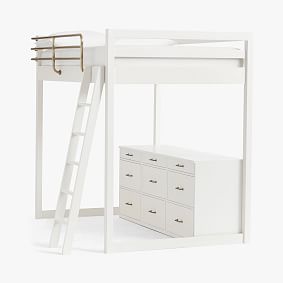 Waverly Loft Bed &amp; Triple Chest Set, Single, Simply White