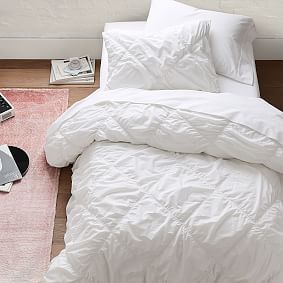 Ruched Diamond Organic Duvet Cover