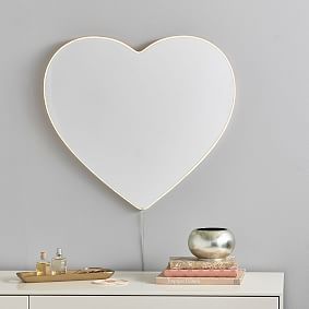 Framed LED Heart Mirror