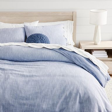 New Pottery Barn Bryce Buffalo Check deals Chambray Blue Duvet Cover Queen