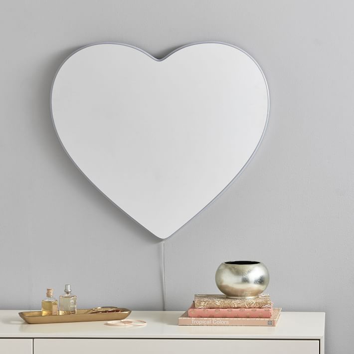 Framed LED Heart Mirror