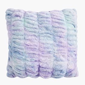 Tie-Dye Ruched Faux-Fur Pillow