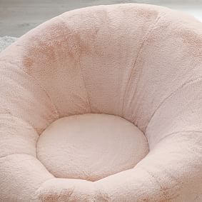 Faux Fur Blush Groovy Swivel Chair