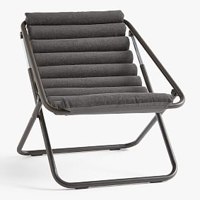 Chenille Plain Weave Washed Charcoal Sling Chair