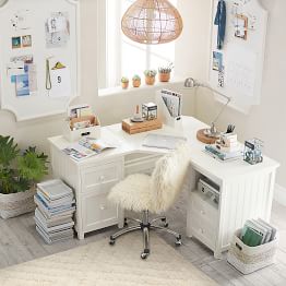 Pottery barn white corner desk discount