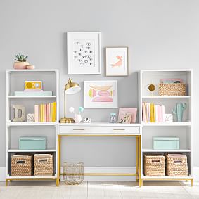 Blaire Writing Desk &amp; Cubby Bookcase Superset (90&quot;)