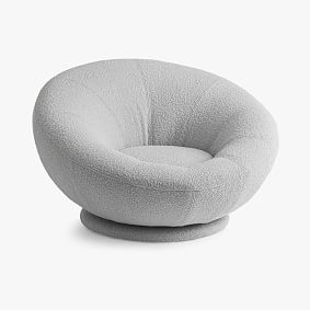 Chunky Boucle Mist Grey Groovy Swivel Chair