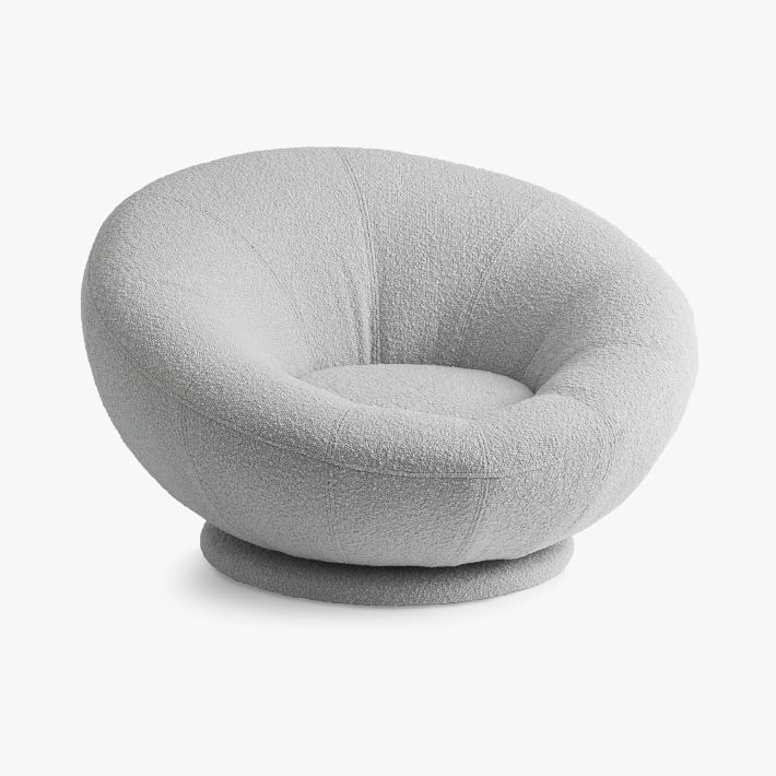 Chunky Boucle Mist Grey Groovy Swivel Chair