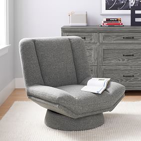 Tweed Charcoal Cole Swivel Chair