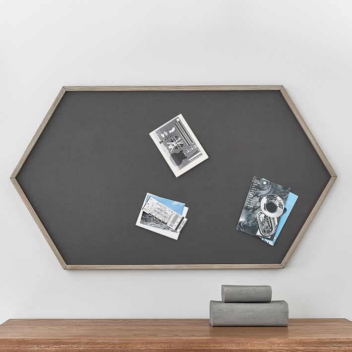 Wood Framed Hexagon Pinboard, Brushed Fog