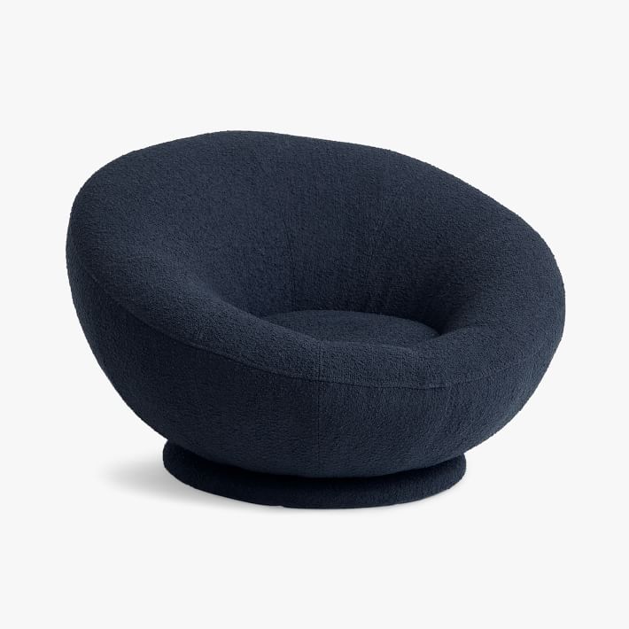 Chunky Boucle Navy Groovy Swivel Chair