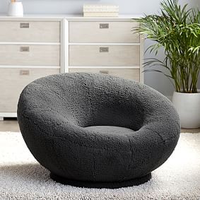 Sherpa Charcoal Groovy Swivel Chair