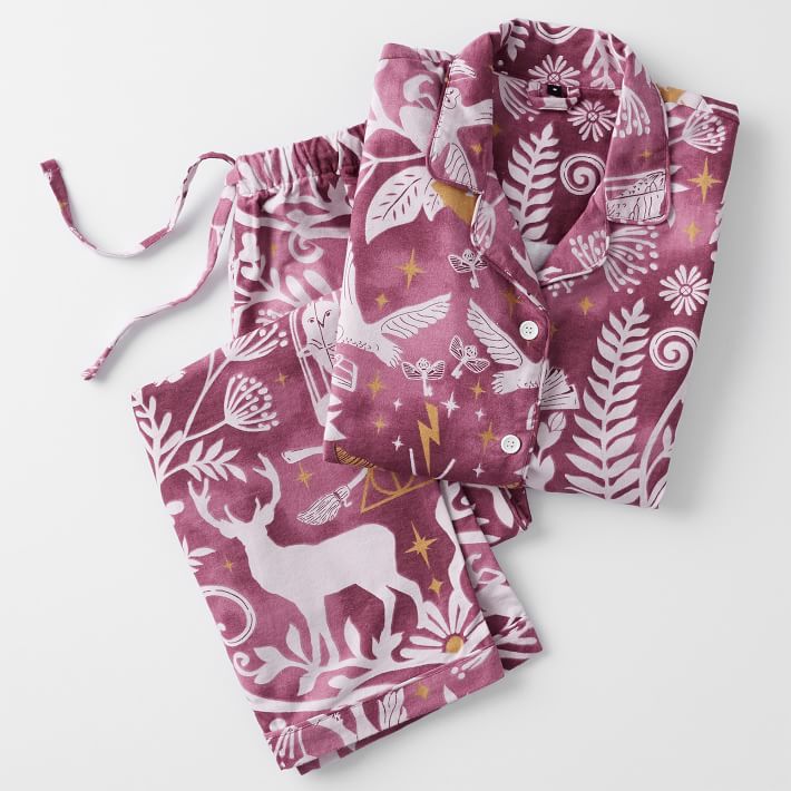 Harry Potter&#8482; Magical Damask Organic Flannel Pajama Set - Burgundy