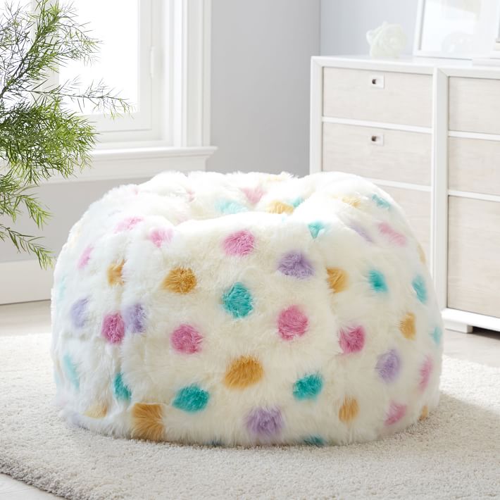 Lots-A-Dots Faux-Fur Bean Bag Chair