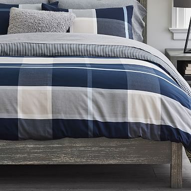 Pottery Barn Preston Plaid Reversible Sham Standard Navy