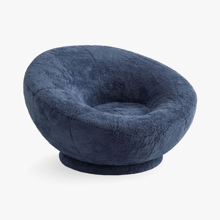 Cozy Sherpa Indigo Groovy Swivel Chair