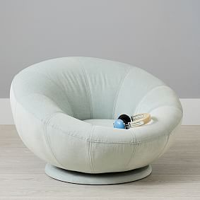 Chenille Washed Pool Groovy Swivel Chair