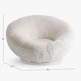 Polar Bear Faux Fur Ivory Groovy Swivel Chair