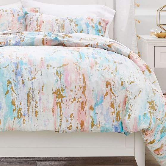 Pottery Barn Monique Lhuillier Metallic Stardust factory Organic Duvet Cover