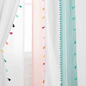 Side Pom Sheer Curtain 