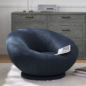 Chunky Boucle Navy Groovy Swivel Chair