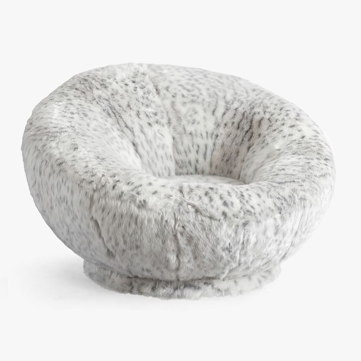 Grey Leopard Faux Fur Groovy Swivel Chair