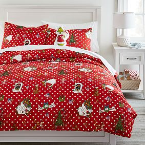 Dr. Seuss's The Grinch&#8482; Flannel Dot Duvet Cover