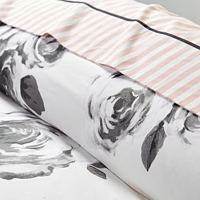 Emily &amp; Meritt Bed of Roses Duvet Cover - Black &amp; Ivory