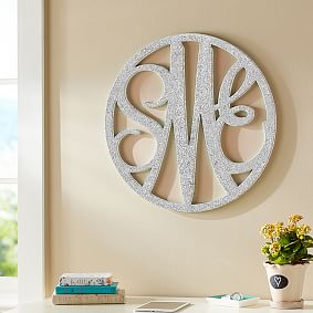 Glitter Wooden Cut-Out Script Monogram